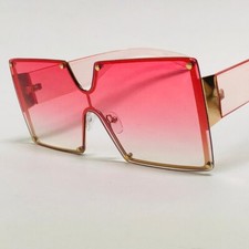 Women Oversized Square Sunglasses Fashion Rimless Gradient Lens PinkLentes Gafas