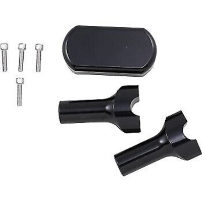 LA CHOPPERS LA-7442-04B Black 4'' Solid Handlebar Riser & Top Clamp Kit for 1''