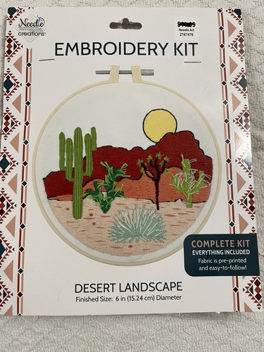 Needle Creations Embroidery Kit Desert Landscape New Complete Kit Cactus NEW - Picture 2 of 4