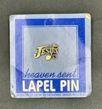 Vintage 1993 Jesus Lapel Pin Brooch Music Note Peace Dove Heaven USA Bob Siemon