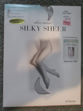 Vintage JCPenney Sheer Caress Silky Leg Control Top Pantyhose Soft Gray Long