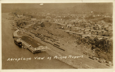 PC CPA CANADA, AEROPLANE VIEW OF PRINCE RUPERT, REAL PHOTO POSTCARD (b6314)