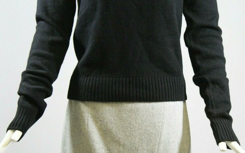 FAITH CONNEXION Black 100% Cashmere Wool Ribbed Knit Trim V Neck Sweater XS $760 - Picture 3 of 11