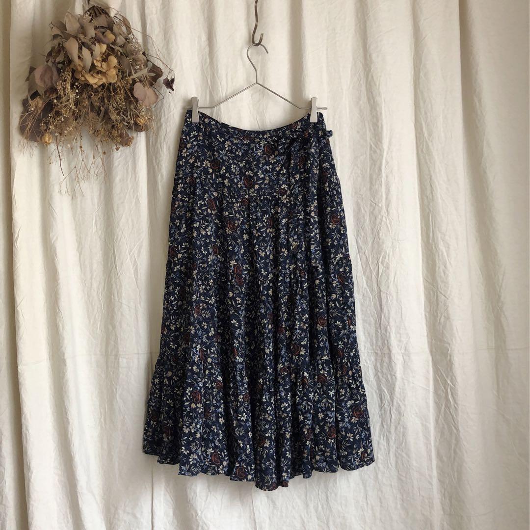 【VIP価格】CHLOE Long floral Skirt Chloe 2021SS Floral Pattern Long Skirt in Abyss Blue - Size
