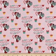 Minnie Mouse Christmas Send Me To The North Pole Cotton Fabric Remnant 16" x 44"
