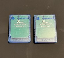 Set of 2 OEM 8MB Playstation 2 see through blue memory cards