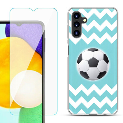Case for Samsung Galaxy A13 5G, w/ Tempered Glass - Chevron/Soccer