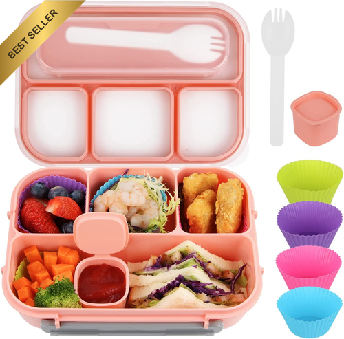 1300Ml 4 Compartment Bento Lunch Box Adult Kids Pink - Picture 11 of 12