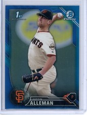 2016 Bowman Draft Chrome Justin Alleman BDC-71 Blue Refractor 110/150 Giants
