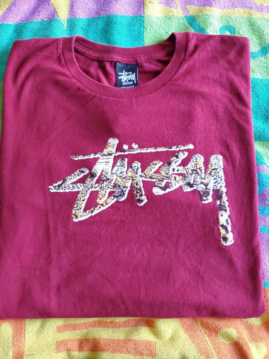 Stussy Leopard Logo Pattern~Have a Good Vibe Day S/S Cotton Stussy Leopard Logo Pattern~Have a Good Vibe Day S/S Cotton