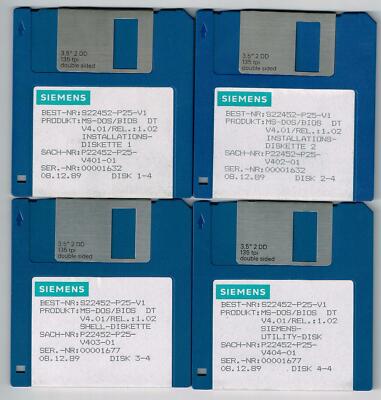 SIEMENS MS-DOS Bios Disketten 2 DD 135 tpi Version 4.01 Rel 1.02