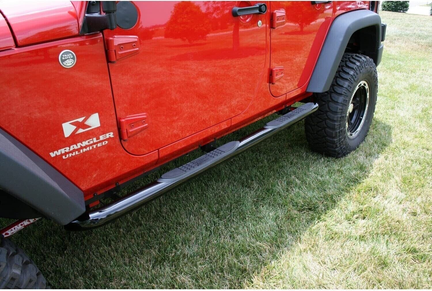 RUGGED RIDGE 3" Side Steps, Gloss Black 07-18 Jeep Wrangler JK 4-Door - 11590.06