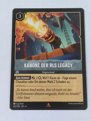 Disney Lorcana Karte Kanone der RLS Legacy 202/204 4URS Rare Selten Deutsch