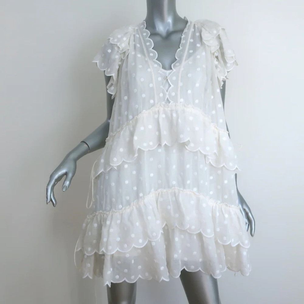 Zimmermann Ruffled Mini Dress Mae White Polka Dot Emb… Gem