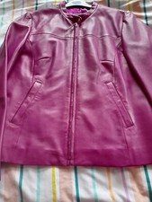 Betty Barclay Dark Pink Designer Real Leather Jacket Uk 12 Bn