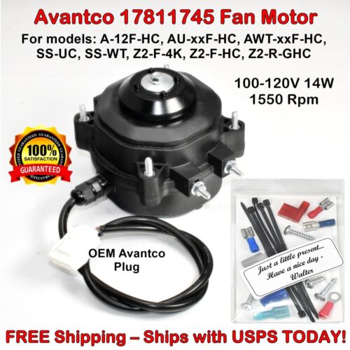 Moteur ventilateur à condensateur Avantco 17811745 115 V, série A-12F/Z2, livraison gratuite aujourd'hui ! - Photo 1 sur 8