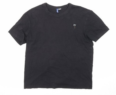 Divided by H&M Damen T-Shirt schwarz Baumwolle Basic Größe M Rundhals