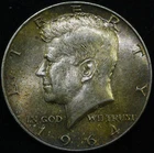 1964 Kennedy Half Dollar 90% SILVER COIN TONED #X35