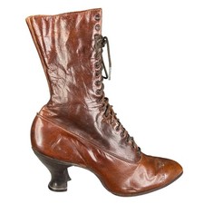 Antique Victorian Women s Brown Leather Lace Up Ankle Boots Size 6 Narrow