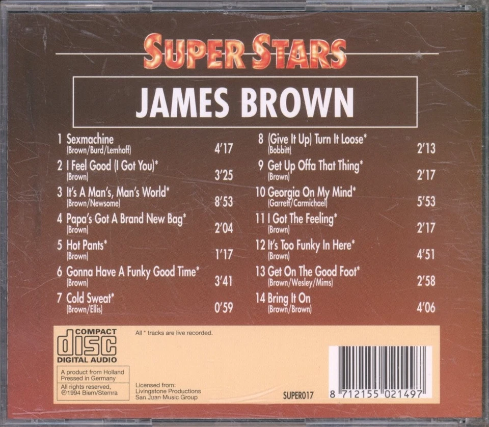 James Brown Super Stars CD Niederlande Super Stars 1994 SUPER017 - Bild 2 von 3