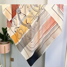 70% Cashmere 30% Silk Saddle Print Scarf Shape Neckerchief Shawl wrap 130X130cm