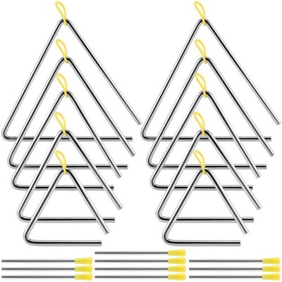 ZEONHAK 10 Pack Triangle Instrument, 4, 5, 6, 7, 8 inch Musical Random color 
