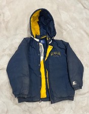 Vintage 90  s University Of Michigan Wolverines Starter Jacket With Hood Size Xl