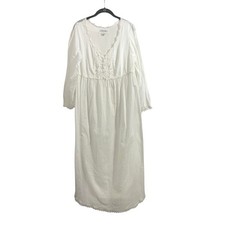 Victoria  s Secret Country Vintage 90s White Sheer Cottage Crochet Nightgown Sz M