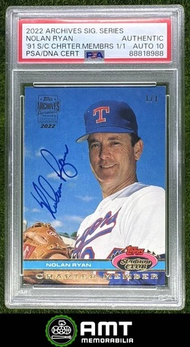 Nolan Ryan PSA Auto Authentic 2022 Topps Archives Signature Series 1/1 Member 88