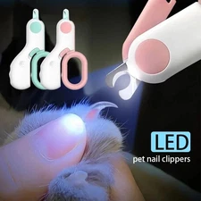 Professional Pet Nail Clipper LED Light Trimmer Scissor Tool for Cats Small Dogs