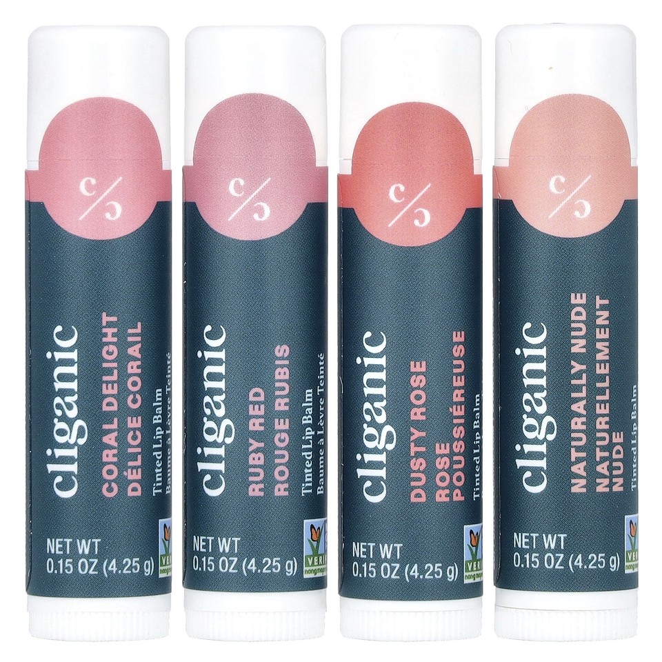 Tinted Lip Balm Set, Hint of Tint, 4 Pack, 0.15 oz (4.25 g) Each