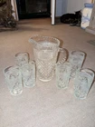 Anchor Hocking Wexford Pitcher & Glass Set (6 Cups) Excellent Condition Vintage