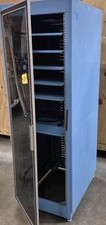 Amco Server Rack Cabinet / Network Equipment Enclosure, Glass Door, Metal, Blue
