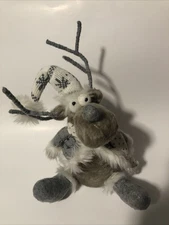 Frosted Ivory Moose - Plush with Snowflake Sweater With Weighted Bottom Winter