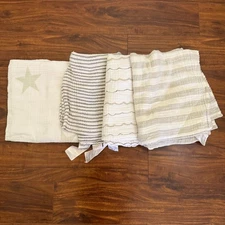 Aden + Anais Baby Muslin Swaddle Blankets 4 Pack Neutral Unisex Cotton Gauze