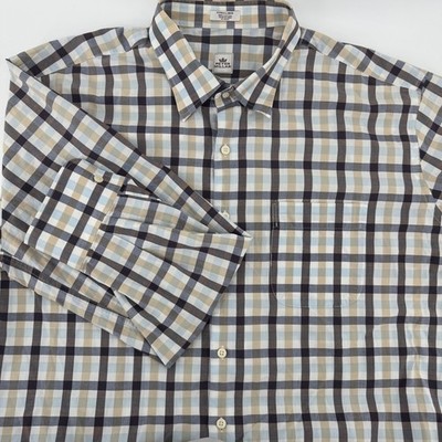 Peter Millar Crown Ease Mens XL Long Sleeve Shirt Plaid Checkered Button Up