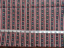 1 yd 100 Prewashed Cotton Fabric Striped Black, Salmon, White  Flowers