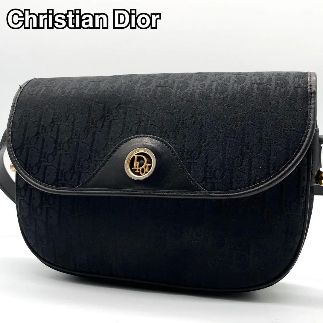 Exquis sac à bandoulière Christian Dior trotteur noir à suspendre en diagonale