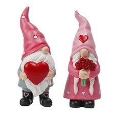 Gnomes Valentines Decorations Table Ornaments - 2 Pc Christmas Gnome Rose Gnome
