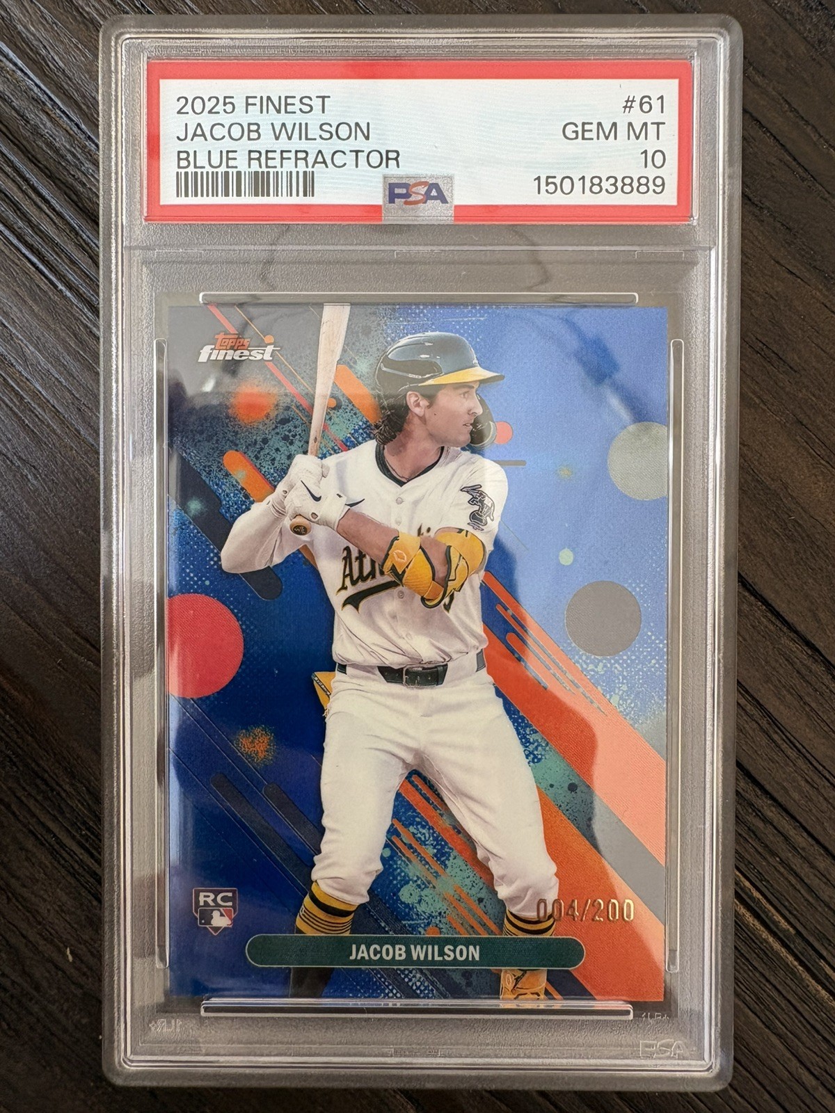 2025 Topps Finest - Common Jacob Wilson #61 Blue Refractor /200 (RC) PSA 10!