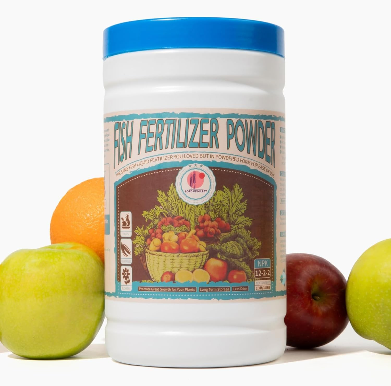 Fish Emulsion Fertilizer 12-2-2 Powder (3.3 Pounds Powder-Up to 300 Gallons of W