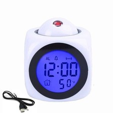 Digital LED Projection Alarm Clock Projector LED Voice Talking Time Temperature