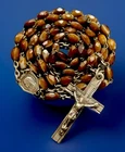 Vintage Catholic Coffee Swirl Milk Glass Rosary, Silver Tone Crucifix, France