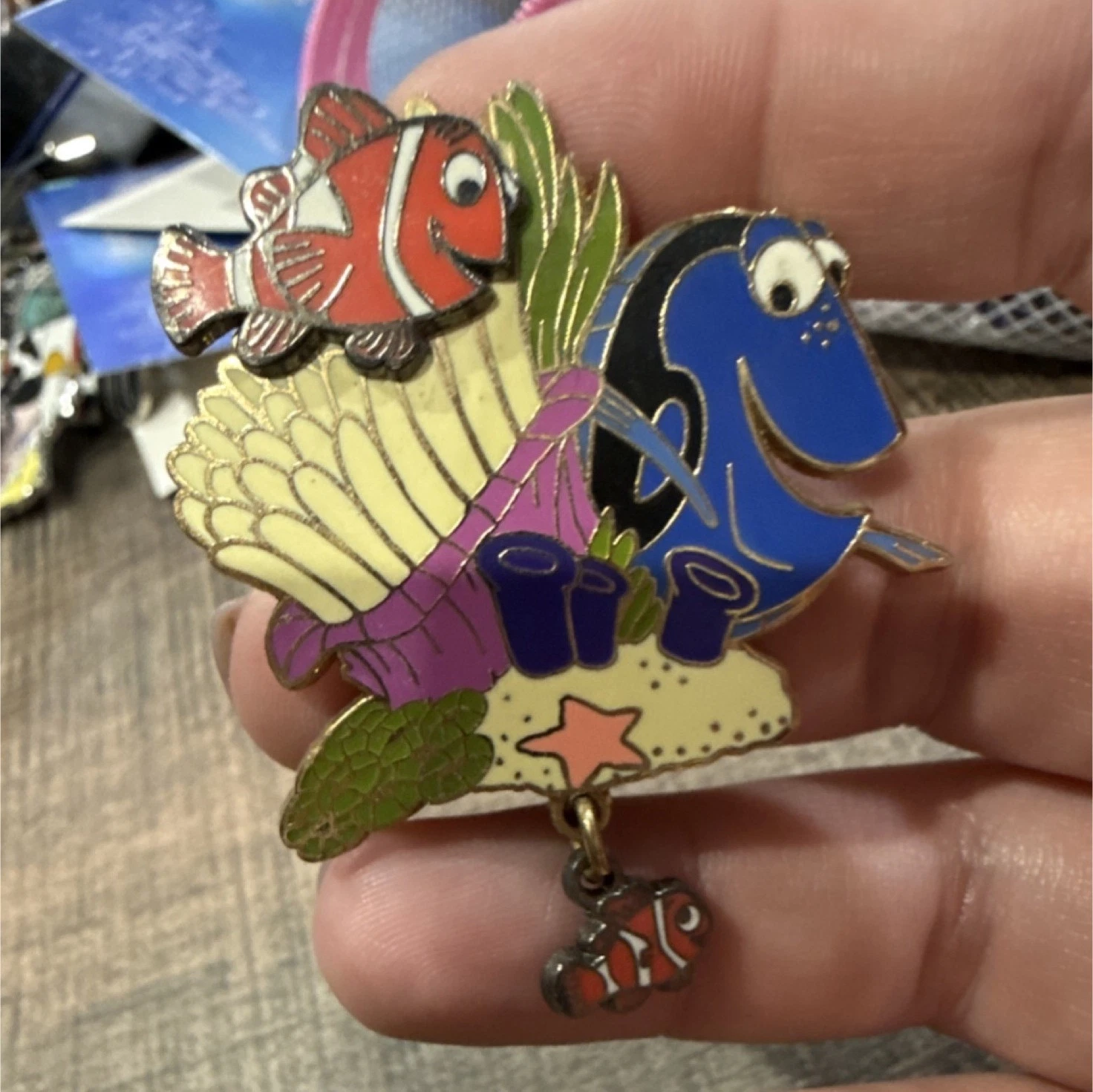 Disney Finding Nemo Dangle Pin with Nemo and Dory