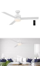 Hampton Bay Madison 52 in Integrated LED Soft Oak Glazed/Matte White Ceiling Fan