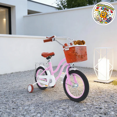 14 Zoll Kinderfahrrad,Rosa, Hochkarbon-Stahl, kostenloser Versand,mit Stützräder