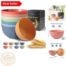 BPA Free Unbreakable Wheat Straw Bowls - Set of 8 - 26oz Multicolor Delight