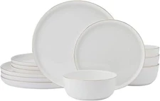 Samantha Gold Bone China Chip Resistant 12 Piece Dinnerware Set, Service for 4