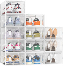 Shoe Storage, 12 Pack Shoe Organizer for Closet, Shoe Boxes Clear Plastic Stacka