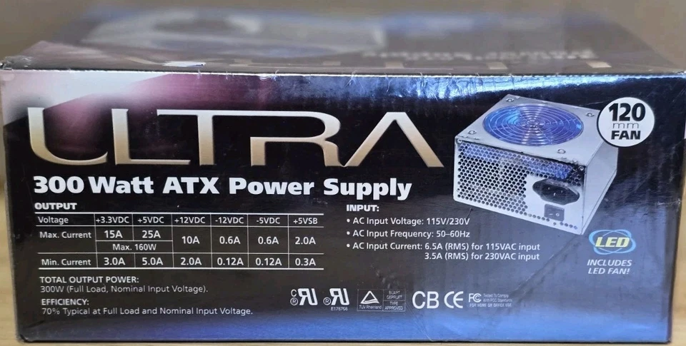 Ultra ATX 300W Switching Desktop Power Supply See Photo 2 For Compatibility NEW - Image 4 of 4
